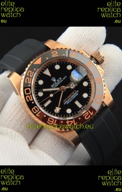 Rolex GMT Masters II Rose Gold on Oysterflex Japanese Replica Watch 