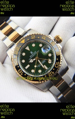 Rolex GMT Masters II 2 Tone Rose Gold Plating Japanese Replica Watch Green Dial