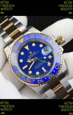 Rolex GMT Masters II 2 Tone Rose Gold Plating Japanese Replica Watch Blue Dial