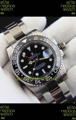 Rolex GMT Masters II Japanese Movement Replica Watch Steel Case Black Dial