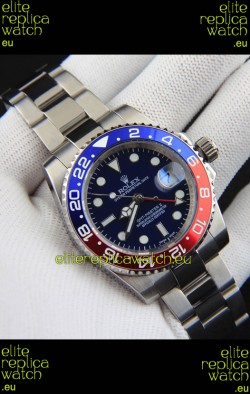 Rolex GMT Masters II Japanese Movement Replica Watch Steel Case Black Dial