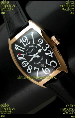 Franck Muller Geneve Casablanca Japanese Rose Gold Watch in Black Dial