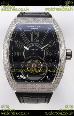 Franck Muller V45 Tourbillon Stainless Steel Diamonds Super Clone Watch 