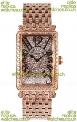 Franck Muller Long Island Rose Gold Diamonds Swiss Replica Watch 