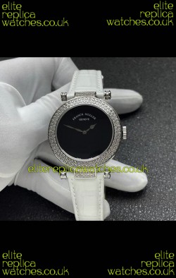 Franck Muller Double Mystery Swiss Quartz Watch in Steel Diamonds Casing