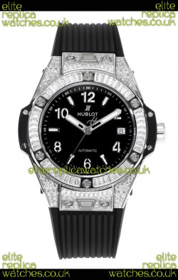 Hublot Big Bang One Click moissanite Paved Casing Super Clone Watch Black Dial