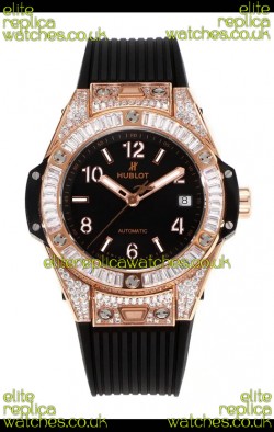 Hublot Big Bang One Click moissanite Rose Gold Super Clone Watch Black Dial