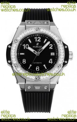 Hublot Big Bang One Click moissanite Bezel Super Clone Watch Black Dial