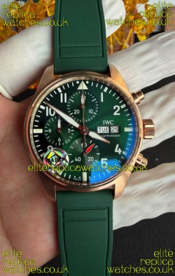 IWC PILOT'S Rose Gold Chronograph Green Dial Super Clone Watch 