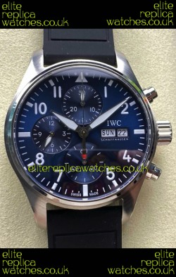 IWC PILOT'S Chronograph Blue Dial Rubber Strap Super Clone Watch 