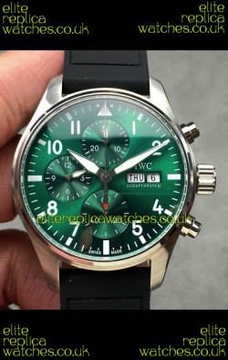 IWC PILOT'S Chronograph Green Dial Rubber Strap Super Clone Watch 