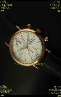 IWC Portofino Chronograph Swiss Watch in Rose Gold Case White Dial