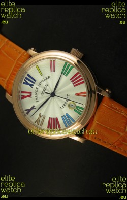 Franck Muller Master of Complications Liberty Japanese Replica Watch in Pink Gold Case