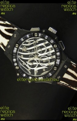 Hublot Big Bang White Zebra Bang Edition in Black PVD Case 34MM Watch
