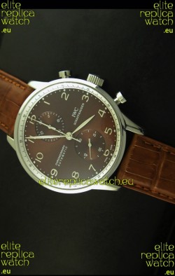 IWC Portuguese Chronograph Swiss Replica Watch in Steel Case - 1:1 Mirror Replica Edition
