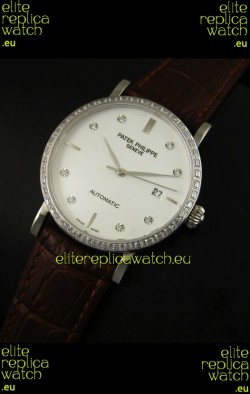 Patek Philippe Calatrava 5298 Swiss Replica Watch in Steel Casing - Diamonds Hours