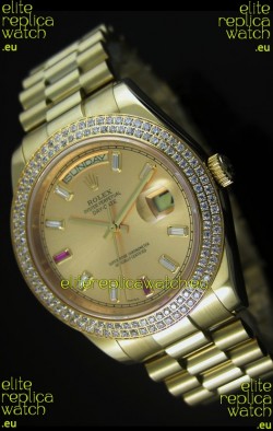 Rolex Day Date II 41MM Swiss Replica Watch - Gold Dial - 1:1 Mirror Replica Watch 