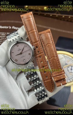 Omega De Ville Automatic 34MM Sandblasted Pink Dial Super Clone Watch 