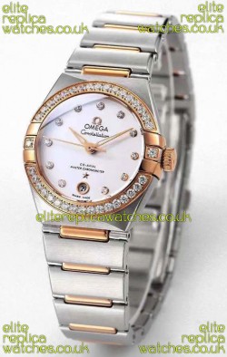 Omega Constellation 29MM Two Tone Rose Gold White Dial Automatic Super Clone Watch 