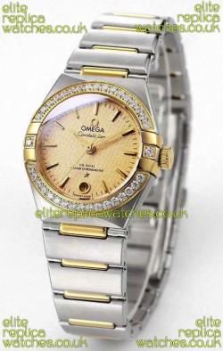 Omega Constellation 29MM Two Tone Yellow Gold Dial Automatic Super Clone Watch 