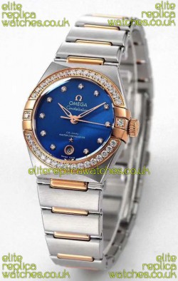 Omega Constellation 29MM Two Tone Rose Gold Blue Dial Automatic Super Clone Watch 