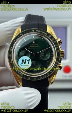 Omega Speedmaster Moonwatch Yellow Gold Green Dial 42MM Super Clone Watch 