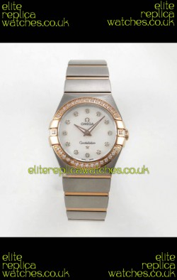 Omega Constellation 28MM Two Tone Rose Gold Pearl Dial QUARTZ Super Clone Watch 