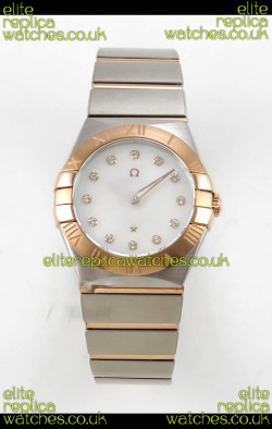 Omega Constellation 28MM Two Tone Rose Gold Pearl Dial QUARTZ Super Clone Watch 