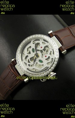 Cartier Pasha Ladies Replica Watch in Skelton Diamond Dial