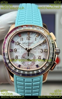 Patek Philippe Aquanaut 7968 Rose Gold Tiffany Blue Strap Super Clone Watch 
