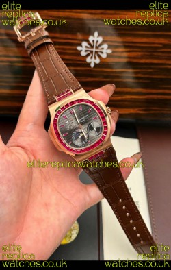 Patek Philippe Nautilus 5712 Rose Gold Red Rubies Super Clone Watch 