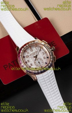 Patek Philippe Aquanaut 7968 Rose Gold White Strap Super Clone Watch 
