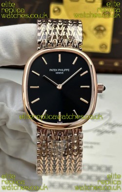Patek Philippe Golden Ellipse 5738/1R-001 Rose Gold Black Dial Super Clone Watch 