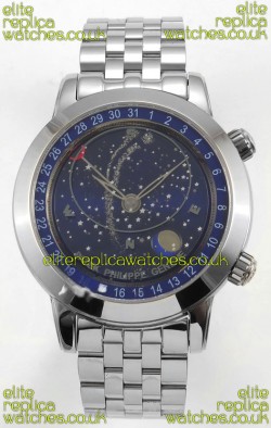 Patek Philippe Grand Complications 6102 Blue Dial Steel Strap Super Clone Watch 