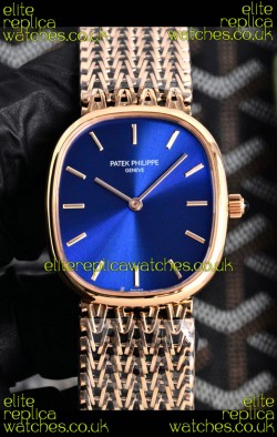 Patek Philippe Golden Ellipse 5738/1R-001 Rose Gold Blue Dial Super Clone Watch 