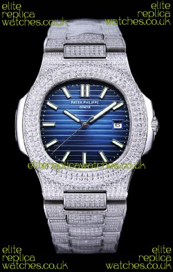 Patek Philippe Super Clone Nautilus 5711/1A Diamonds Paved Edition Blue Dial