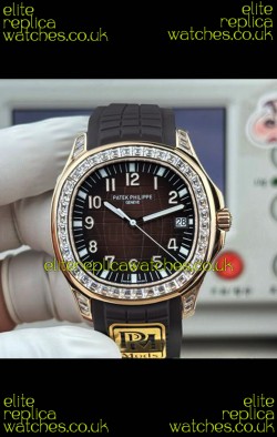 Patek Philippe Aquanaut 5167 Brown Dial Diamonds Bezel Super Clone Watch 