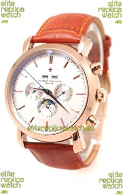 Vacheron Constantin Malte Perpetual Chronograph Japanese Replica Watch in White Dial