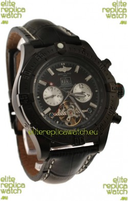 Breitling Chronometre Tourbillon Japanese Replica Watch in Black Strap