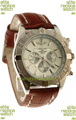 Breitling Chronograph Chronometre Japanese Replica Watch in Brown Strap
