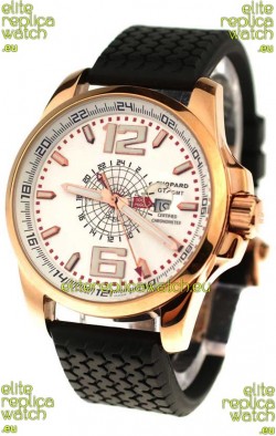 Chopard 1000 Miglia GT XL GMT Japanese Replica Gold Watch in White Dial