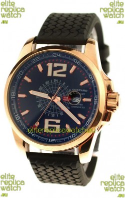 Chopard 1000 Miglia GT XL GMT Japanese Replica Gold Watch in Dark Blue Dial