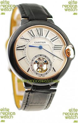 Ballon Bleu De Cartier flying Tourbillon Japanese Replica Watch in White Face