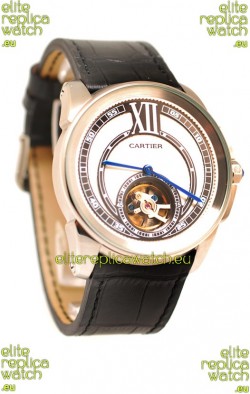 Calibre de Cartier Flying Tourbillon Japanese Replica Steel Watch 