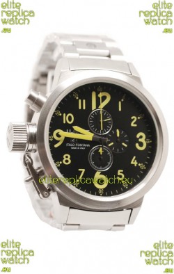U-Boat Flightdeck Japanese Replica Steel Watch in Green Markers