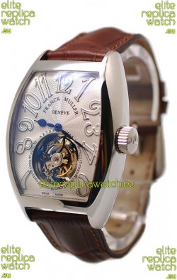 Franck Muller Aeternitas Tourbillon Swiss Replica Gold Watch in Brown Strap