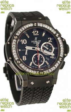 Hublot Big Bang All Black Swiss Watch with Diamonds Bezel