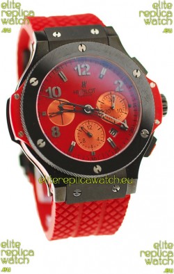 Hublot Big Bang Swiss Watch in Red Dial Ceramic Bezel