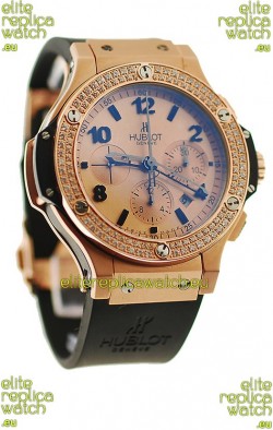 Hublot Big Bang Swiss Replica Watch in Beige Dial Diamonds Bezel