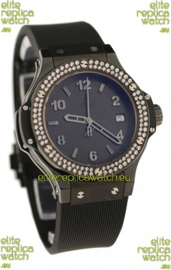 Hublot Big Bang All Black Diamonds Swiss Replica Quartz Watch